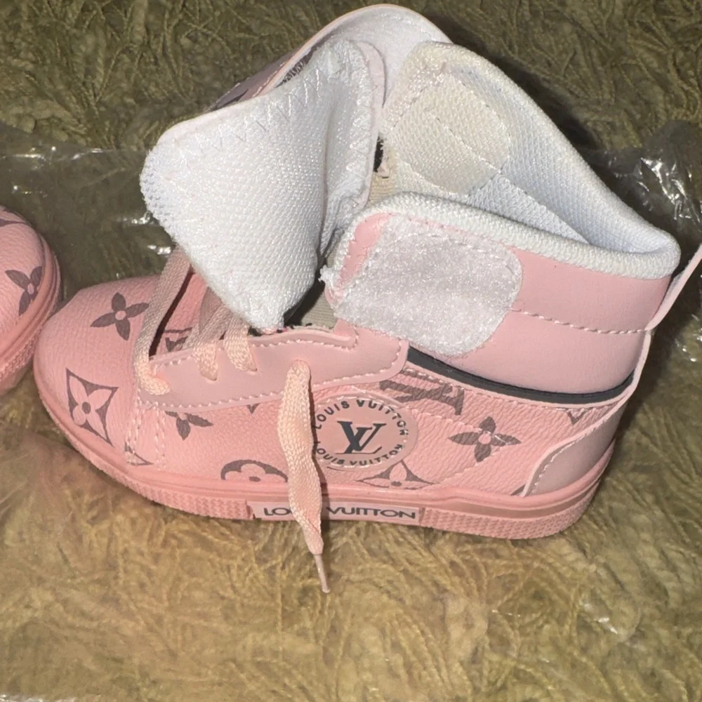 Kids Pink Monogram Sneakers
